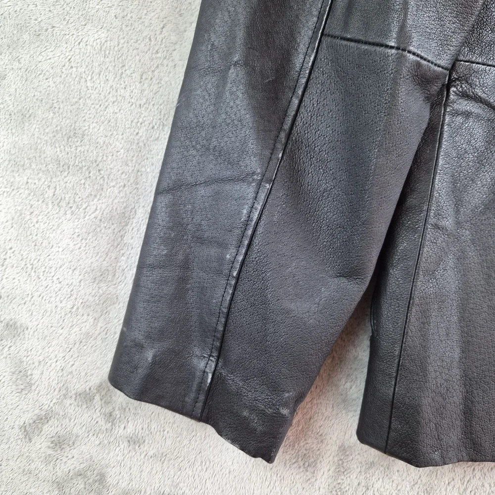 Serge Platini Blazer Jacket Small Black Genuine Leather 2 Buttons Sport Coat - Picture 16 of 16